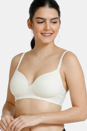 Buy Zivame Padded Non Wired 3/4th Coverage T-Shirt Bra - Whisper White